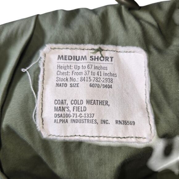 Cold Weather Field Coat Vietnam Era Vintage US Air Force Size Medium Dsa-100 - Picture 11 of 11